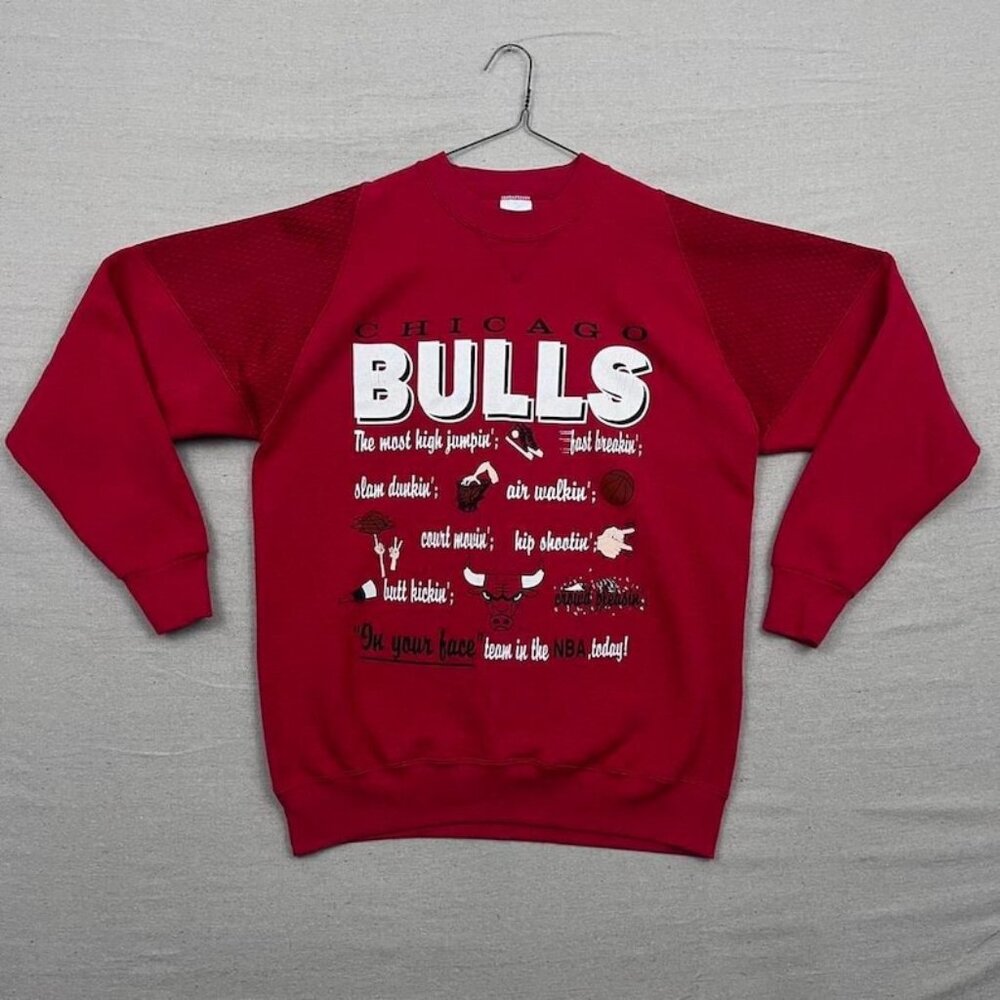 Vintage 90s Jostens Chicago Bulls NBA Pullover Red Crewneck Sweatshirt
